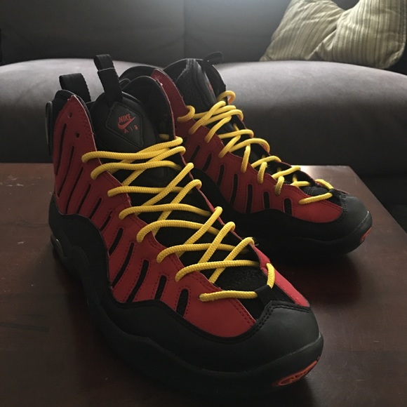 nike air bakin red black yellow
